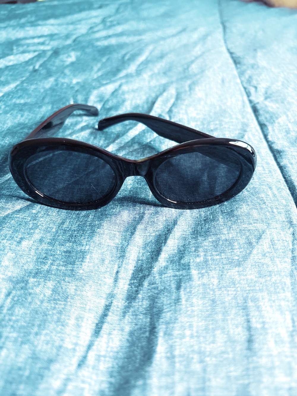 Black Oversized Oval Sunglasses Silver Detail